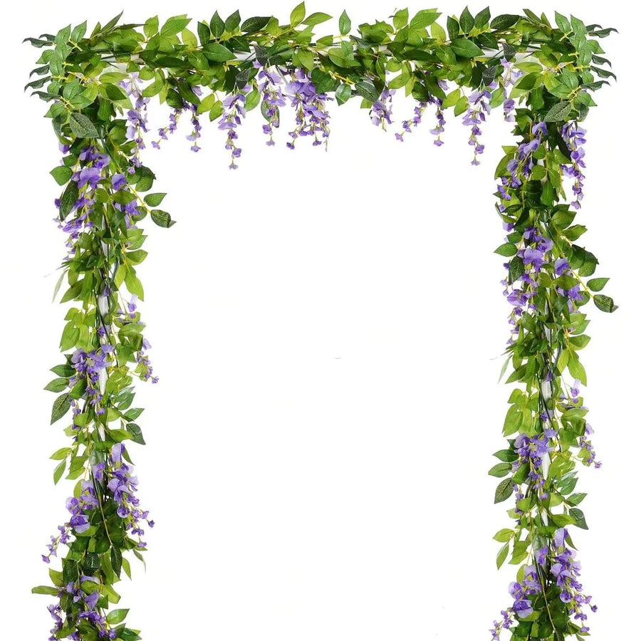 1/2/4/80pcs Artificial Wisteria Vine Garland, 28.8ft Total Length, Artificial Flowers Hanging Decor For Home, Garden, Outdoor Ceremony, Wedding Arch Floral Decoration