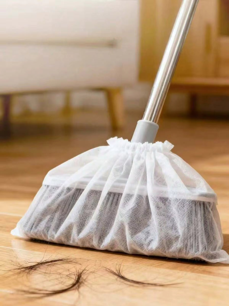 1/10/50/100pcs Disposable Broom Dust Cover, Non-Woven Fabric Household Sweeping Cleaning Cloth, Removes Hair And Lint, Wear-Resistant, Slouchy Floor Hair Cleaning Tool, Electrostatic Dusting Disposable Sticky Dust Bag